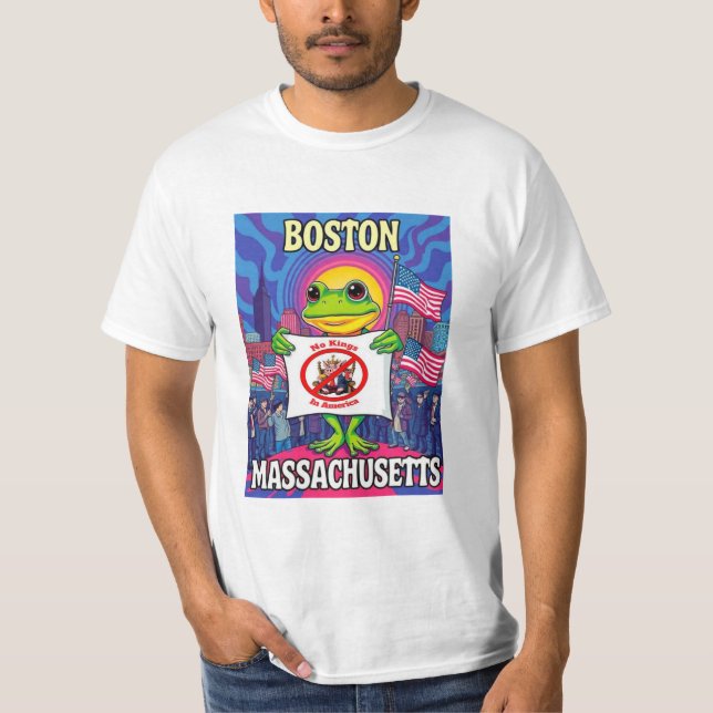 Camiseta Boston Massachusetts Frog No Kings in America (Anverso)