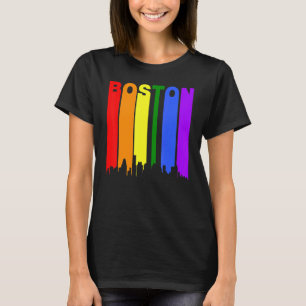 Camiseta Boston Massachusetts Lgbtq Gay Pride Rainbow Skyli