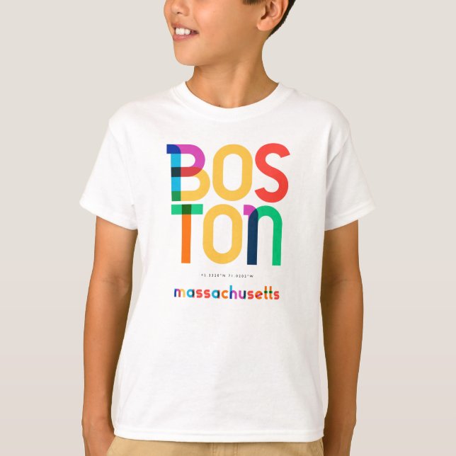 Camiseta Boston Massachusetts Mid Century, Pop Art, (Anverso)