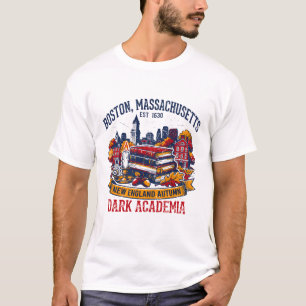 Camiseta Boston Massachusetts Nueva Inglaterra Otoño Oscuro