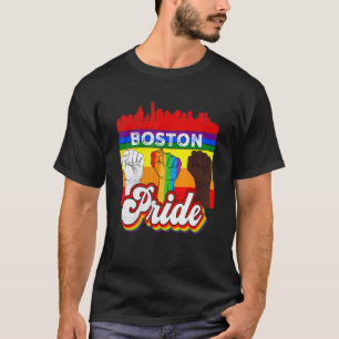 Camiseta Boston Massachusetts Rainbow Gay Pride Flag Lgbt