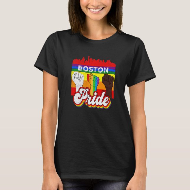 Camiseta Boston Massachusetts Rainbow Gay Pride Flag Lgbt (Anverso)