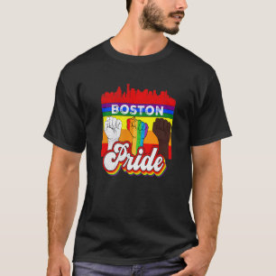 Camiseta Boston Massachusetts Rainbow Gay Pride Flag Lgbt