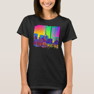 Camiseta Boston Massachusetts Retro Vaporwave Skyline 90s C