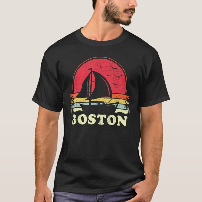 Camiseta Boston Massachusetts Sail Boat Boating Captain Sai (Anverso)