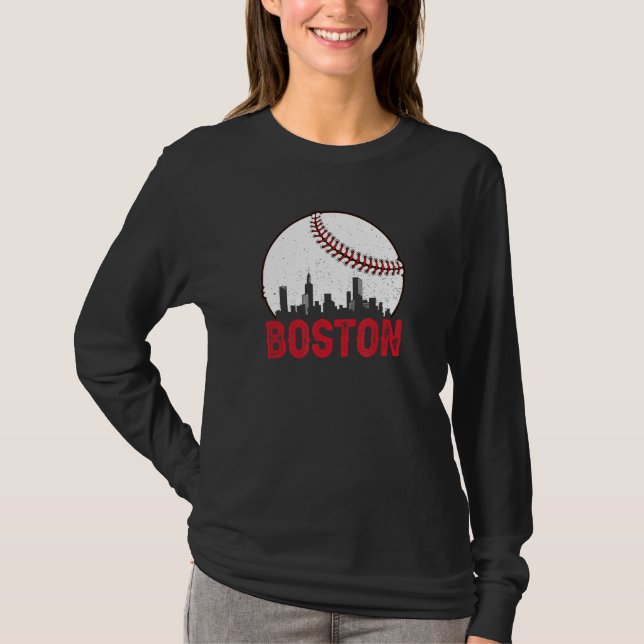 Camiseta Boston Skyline Boston Massachusetts Baseball Citys (Anverso)
