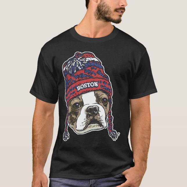 Camiseta Boston Sports Terrier Red Beanie (Anverso)