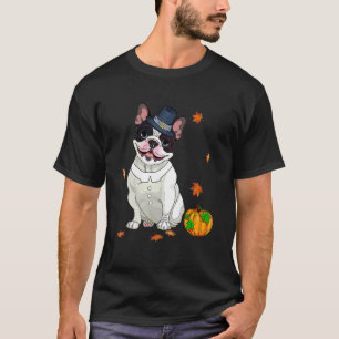 Camiseta Boston Terrier Acción de Gracias Costume peregrino