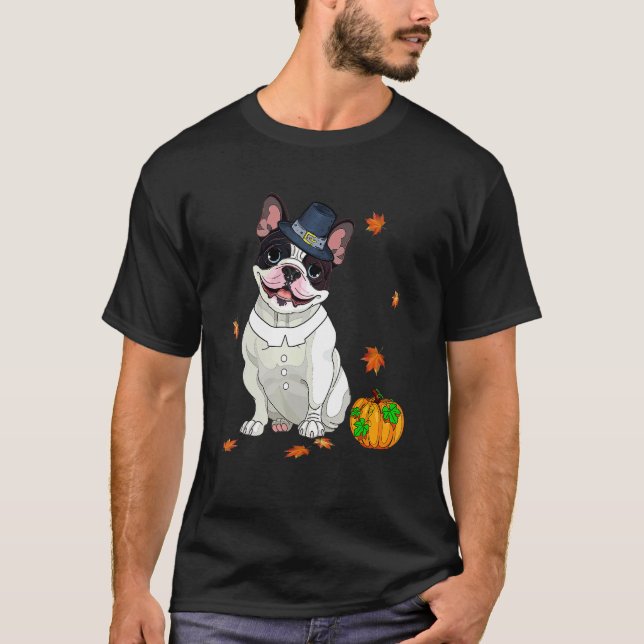 Camiseta Boston Terrier Acción de Gracias Costume peregrino (Anverso)