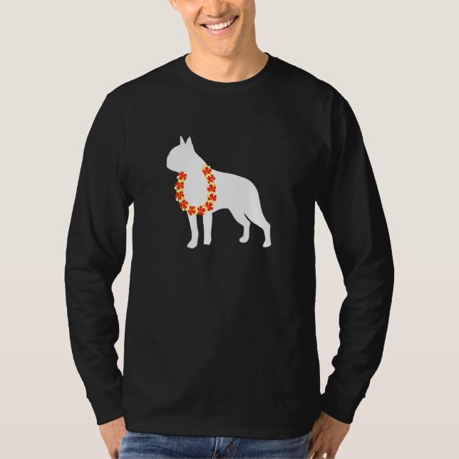 Camiseta Boston Terrier Aloha Hawaiian Lei Dog (Anverso)