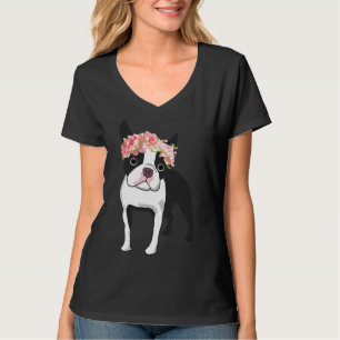 Camiseta Boston Terrier And Flowers