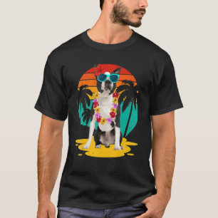 Camiseta Boston Terrier Antiguo con Gafas de Sol Hawaii