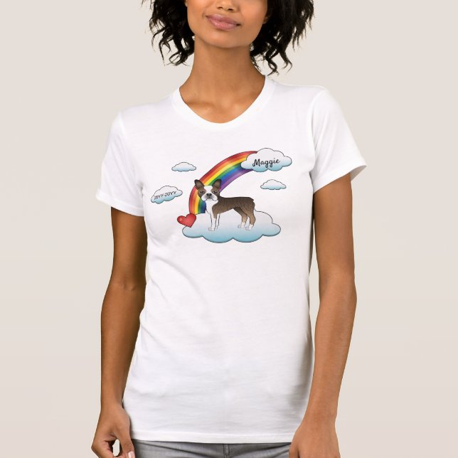 Camiseta Boston Terrier Atigrado Y Blanco Memorial Arcoíris (Anverso)