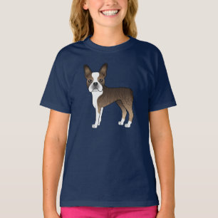 Camiseta Boston Terrier atigrado y blanco perro de dibujos