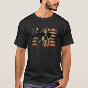 Camiseta Boston Terrier Bandera Estadounidense 4 De Julio C