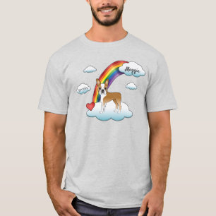 Camiseta Boston Terrier Castaño y Blanco Memorial Arcoíris