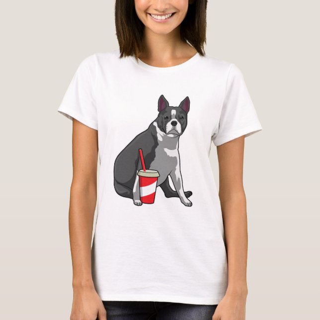Camiseta Boston Terrier con bebida (Anverso)