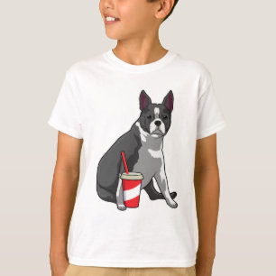 Camiseta Boston Terrier con bebida
