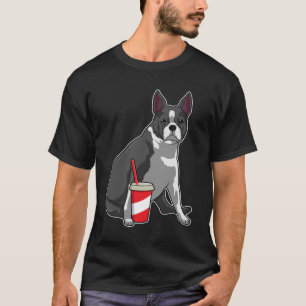 Camiseta Boston Terrier con bebida