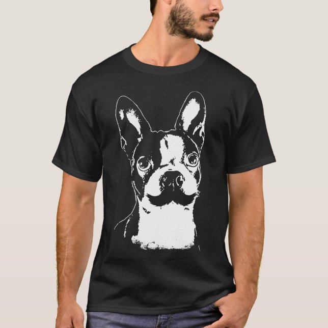 Camiseta Boston Terrier con bigote (Anverso)