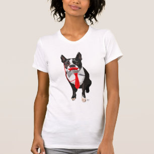 Camiseta Boston Terrier con el taco rojo y el bigote 2
