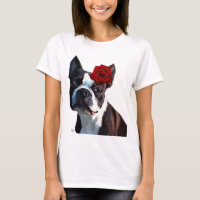 Boston Terrier con Rosa en la cabeza 2