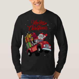 Camiseta Boston Terrier Con Santa Claus En Camión Rojo