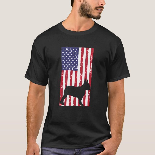 Camiseta Boston Terrier Distressed Patriotic All American U (Anverso)
