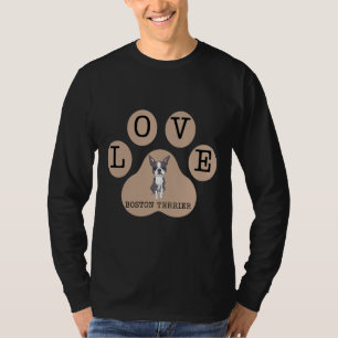 Camiseta Boston Terrier Dog And Love Rótulo En Latte Brown 