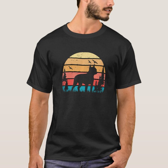 Camiseta Boston Terrier Dog Cute Puppy Retro Sunset (Anverso)