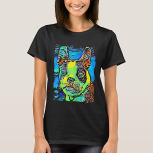 Camiseta Boston Terrier Dog Face Puppy Pop Art