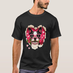 Camiseta Boston Terrier Dog gafas de sol amor Rosa Vale