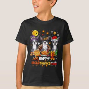Camiseta Boston Terrier Dog Happy Halloween Acción de Graci