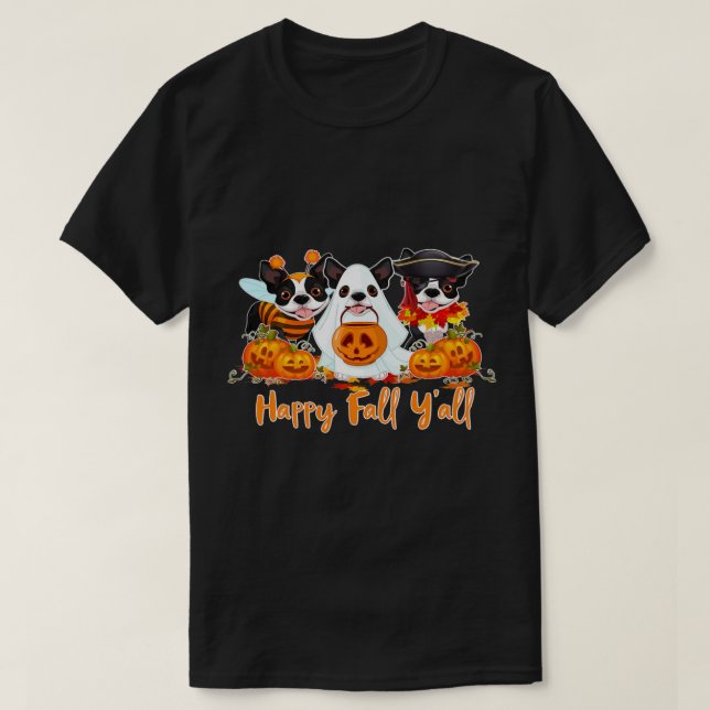 Camiseta Boston Terrier Dog Lover Fall Yall Halloween (Diseño del anverso)