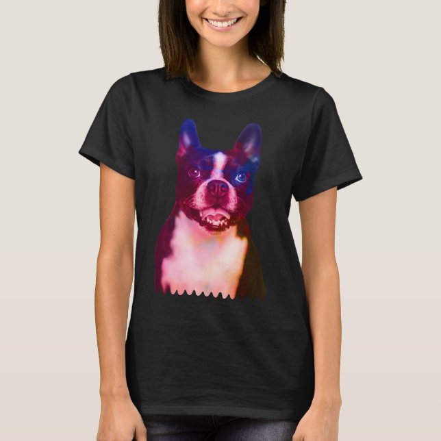 Camiseta Boston Terrier Dog Portrait Watercolor Boston Terr (Anverso)