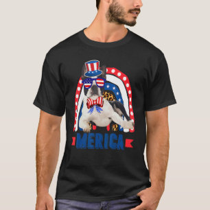 Camiseta Boston Terrier Dog Rainbow Leopard Bandera Merica