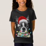 Camiseta Boston Terrier Dog Santa Christmas Tree Ilumina Xm<br><div class="desc">Boston Terrier Dog Santa Christmas Tree Enfoca Navidad</div>