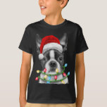 Camiseta Boston Terrier Dog Santa Christmas Tree Ilumina Xm<br><div class="desc">Boston Terrier Dog Santa Christmas Tree Enfoca Navidad</div>