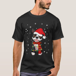 Camiseta Boston Terrier Dog Santa Hat Navidades Dog Light T