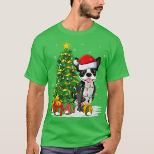Camiseta Boston Terrier Dog Xmas Tree Santa Boston Terrier