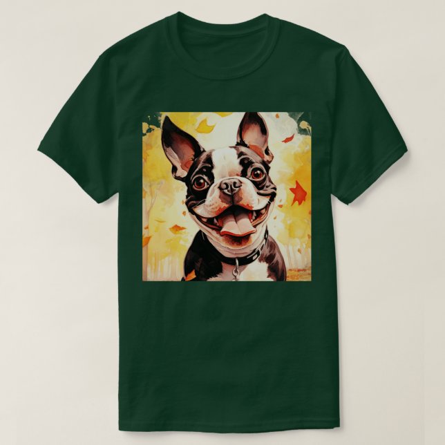 Camiseta Boston Terrier En Caída (Diseño del anverso)