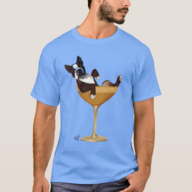 Camiseta Boston Terrier en cóctel Glass 2 (Anverso)