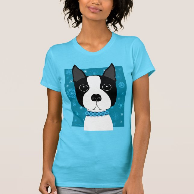 Camiseta Boston Terrier en invierno (Anverso)