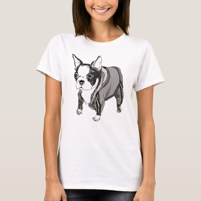 Camiseta Boston Terrier en pantalones de sudadera (Anverso)