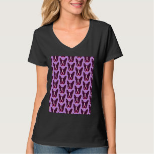 Camiseta Boston Terrier Face Pop Art In Purple Purple Bost