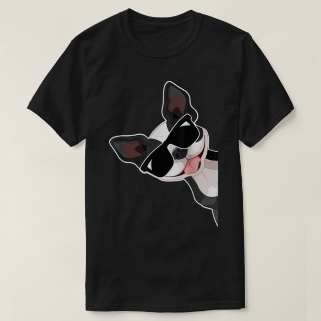 Camiseta Boston Terrier Funny Bull Perro Boston con Sunglas (Diseño del anverso)