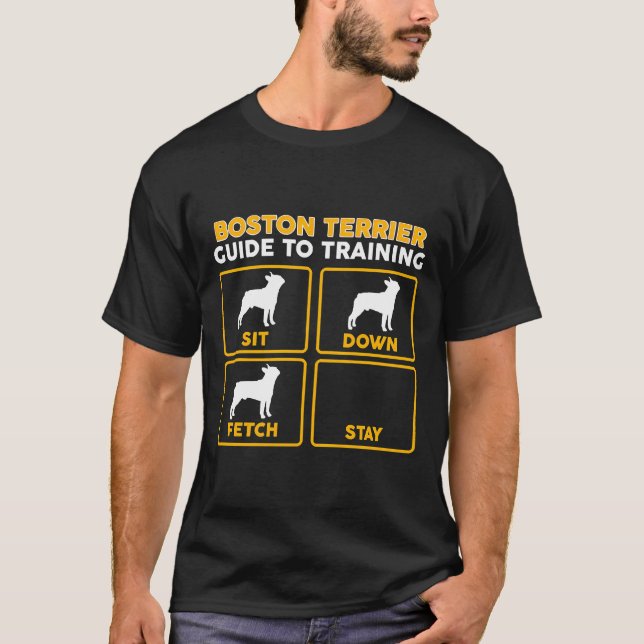 Camiseta Boston Terrier  Funny Guide To Training (Anverso)
