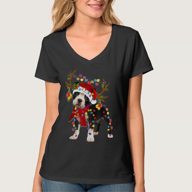 Camiseta Boston Terrier Gorge Reindeer Light Wire Fox Te (Anverso)