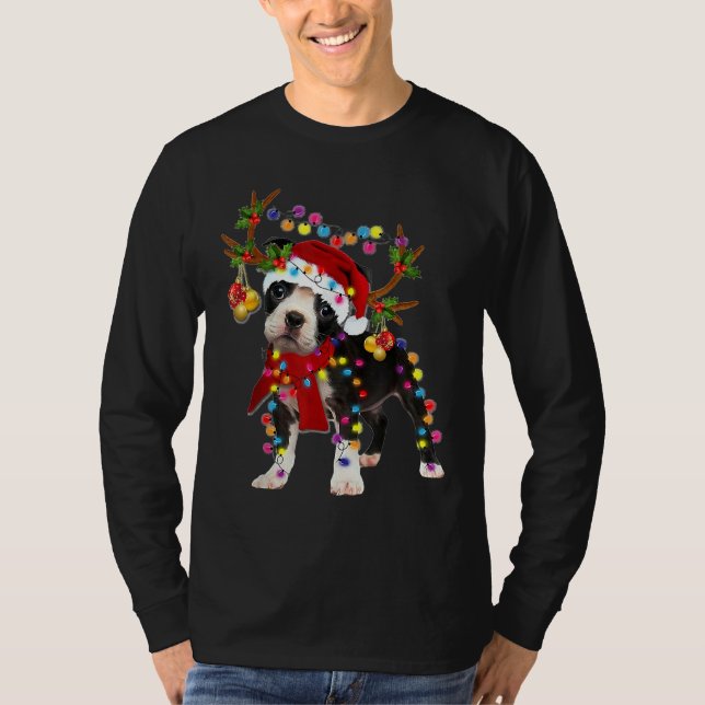 Camiseta Boston Terrier Gorge Reindeer Light Wire Fox Te (Anverso)