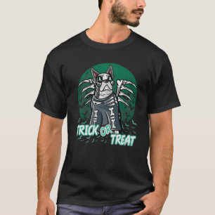 Camiseta Boston Terrier Happy Halloween Disstume Skeleton P